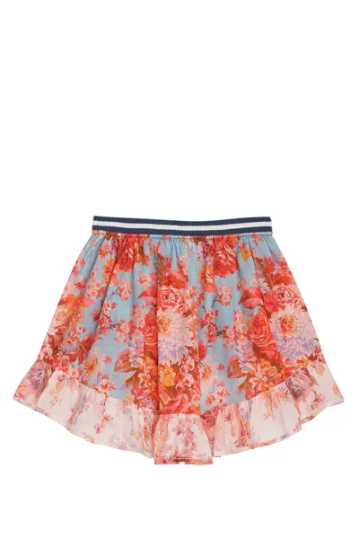 Zimmermann Kids' Devi Floral Cotton Skirt In Pink