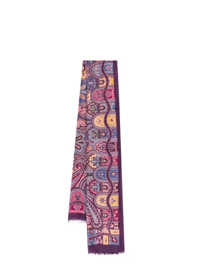 Etro Paisley Printed Frayed Hem Scarf In Multi