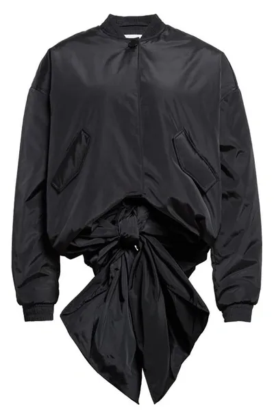 Cecilie Bahnsen Ubon Bow Back Recycled Taffeta Bomber Jacket In Black