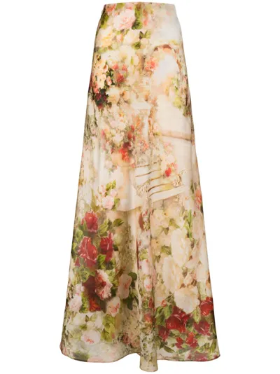 Zimmermann Womens Rosy Garden Floral Floral-print Silk Maxi Skirt In Multicolor