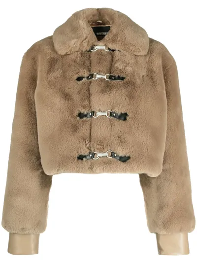 Rotate Birger Christensen Faux-fur Jacket In Beige