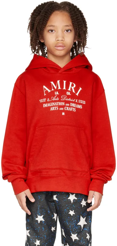 Amiri Kids' Arts District Logo Text-print Cotton-jersey Hoody 4-12 Years In Red