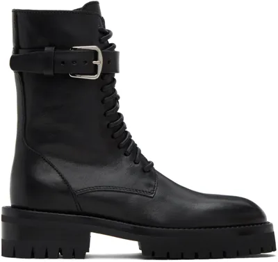 Ann Demeulemeester Cisse Leather Combat Boots In Black