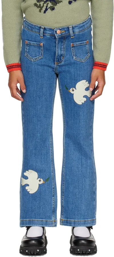 Mini Rodini Kids Blue Wrangler Edition Peace Dove Jeans