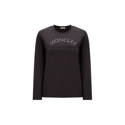 Moncler Collection T-shirt À Manches Longues Et Logo Pailleté In Black