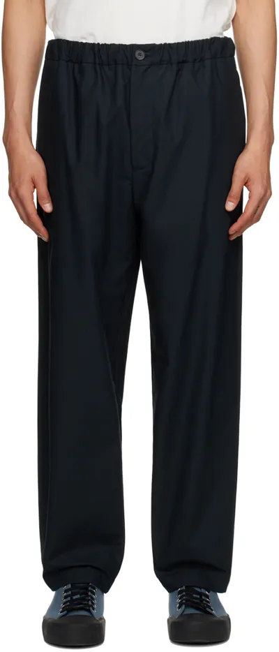 Jil Sander Navy Elasticized Trousers In 402 - Midnight