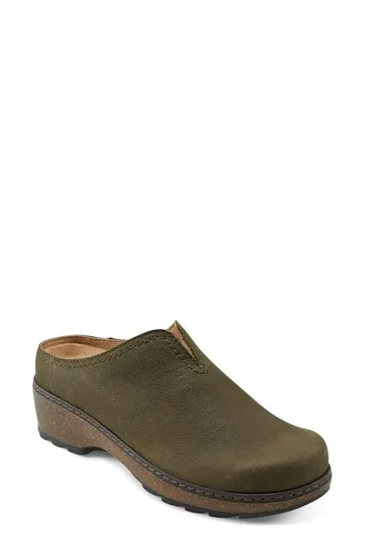 Earth Women's Kolia Casual Heeled Mules In Green Leather