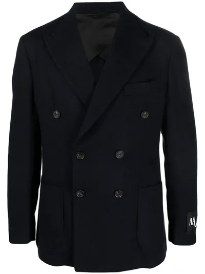 Doppiaa Peaked-lapel Double-breasted Blazer In Navy