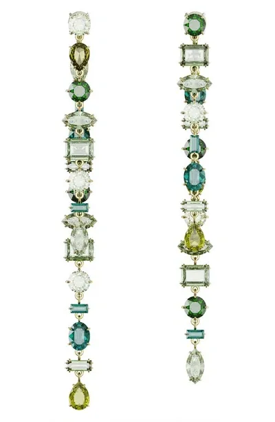 Swarovski Women's Gema Goldtone & Crystal Asymmetric Drop Earrings In Green