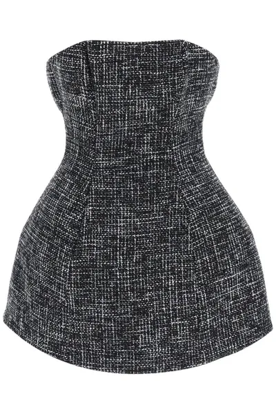 Giuseppe Di Morabito Shaped Tweed Mini Dress In Black,white