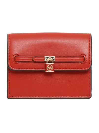 Michael Michael Kors Hamilton Padlock Detailed Wallet In Red