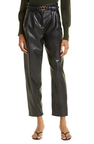 Veronica Beard Coolidge Belted Faux Leather Pants In Black