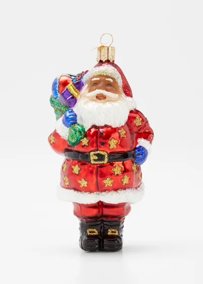 Old World Christmas Jolly Black Santa Holiday Ornament In Multi