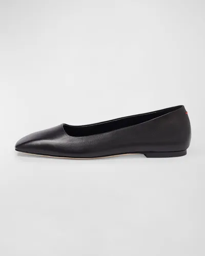 Aeyde Ida Leather Square-toe Ballerina Flats In Black