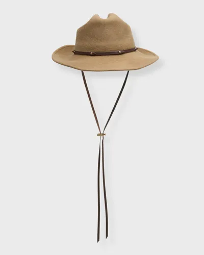 Sensi Studio Australian Felt Fedora With Nubuck Recycled Leather Band In Bone Unique