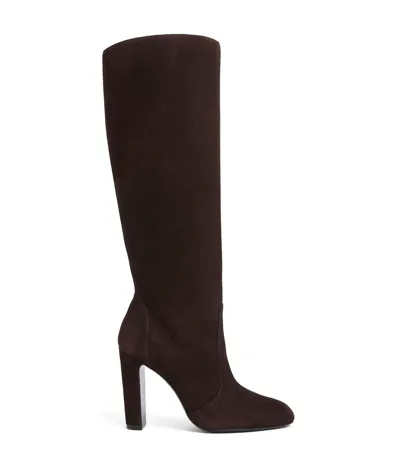 Stuart Weitzman , Vida 100 Knee-high Boot, Stiefel Und Stiefeletten, Ebenholzfarben, Veloursleder