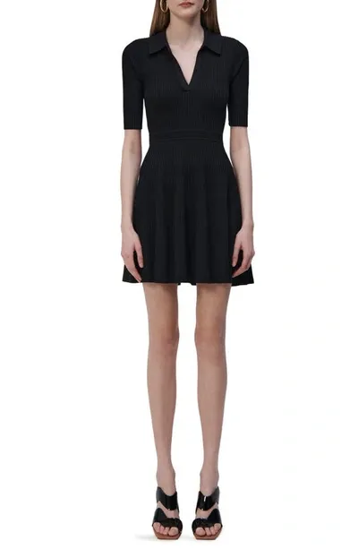 Simkhai Patricia Rib Polo Minidress In Black