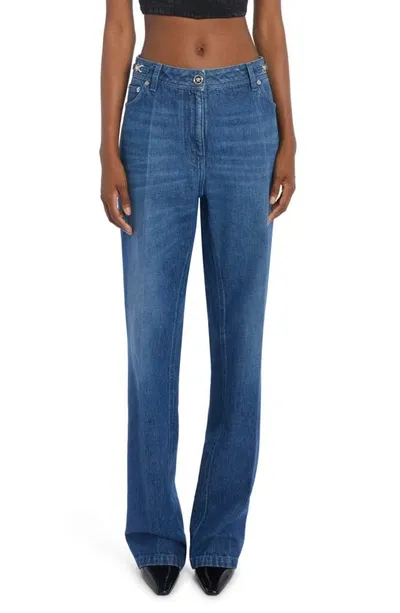 Versace Stone Wash Denim Straight-leg Jeans In Multicolor