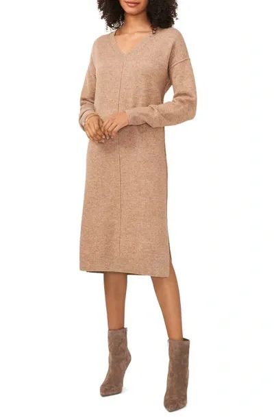 Vince Camuto Exposed Seam Long Sleeve Sweater Dress In Brown