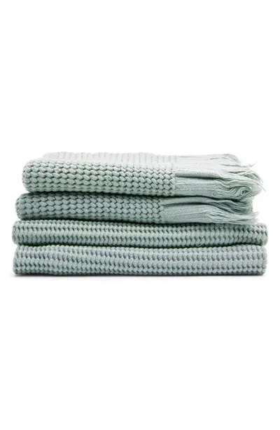 House No.23 Ella Waffle Towel In Sage