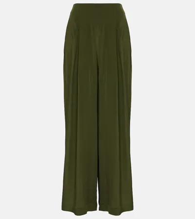 Co Carrot Multi-pleated Straight-leg Ankle Trousers In Green