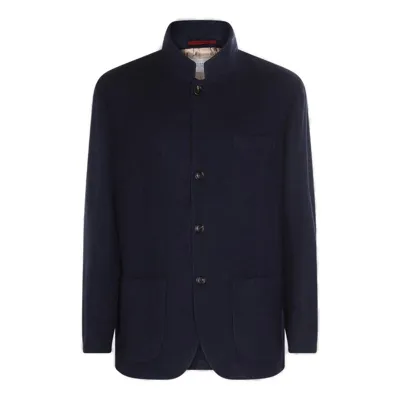 Brunello Cucinelli Long Sleeved Single Breasted Blazer In Navy