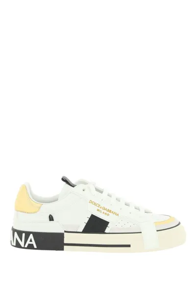 Dolce & Gabbana White Leather Custom 2.zero Sneakers In Multicolor