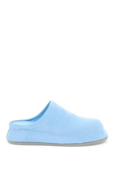 Jacquemus Bricciola Suede Mules In Blue