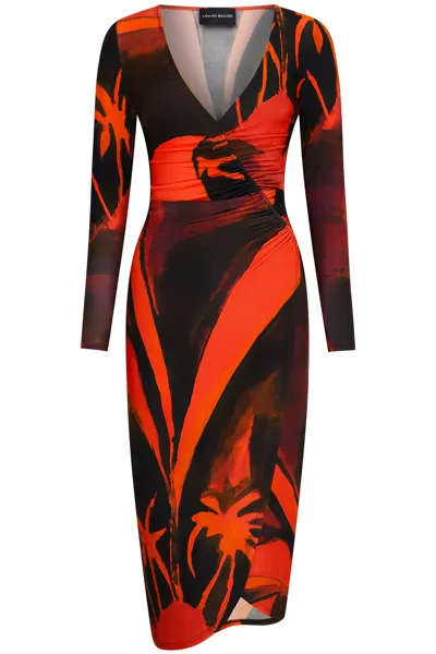 Louisa Ballou Summer Solstice Wrap-effect Printed Stretch-jersey Midi Dress In Black