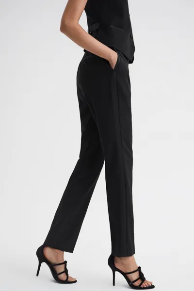 Reiss Black Slim Fit Satin Stripe Suit Trousers