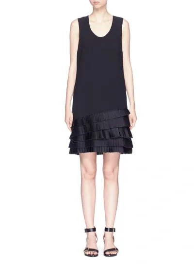 Victoria Victoria Beckham U-neck Shift Dress With Pleated Ruffle Hem In Black