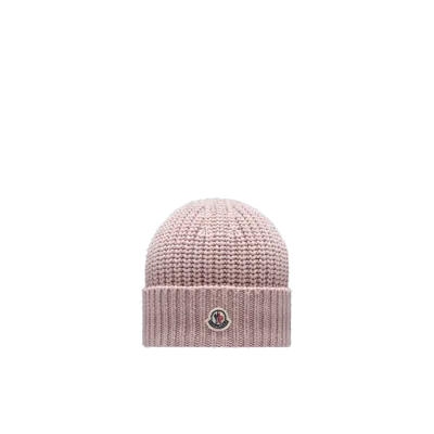 Moncler Collection Wool Beanie Pink In Rose