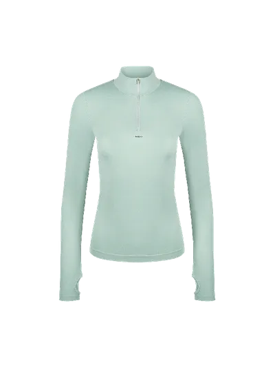 Pangaia Women's Plant-stretch Zipped Long Sleeve Top — Eucalyptus Blue Xxs