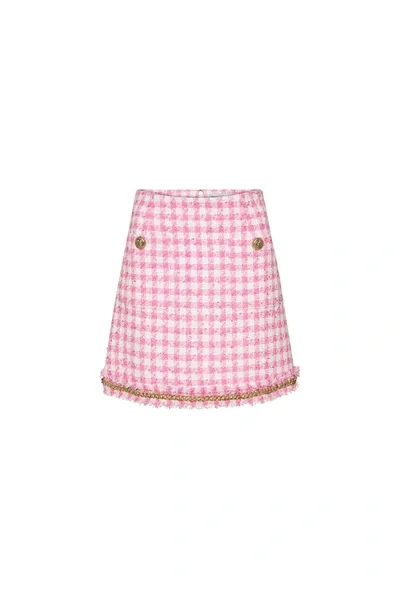 Rebecca Vallance Gabrielle Houndstooth Miniskirt In Pink