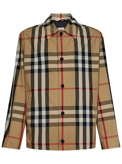 Burberry Check Motif Jacket In Brown