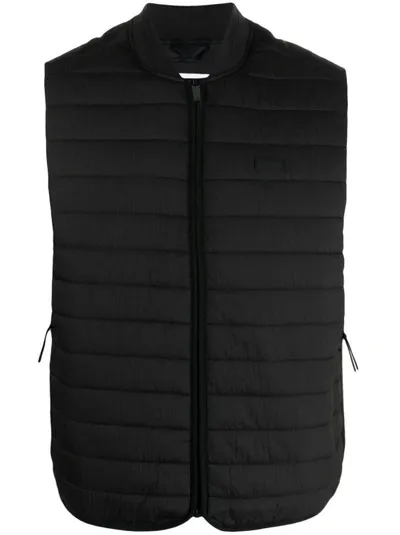 Calvin Klein Logo-patch Zip-up Gilet In Black