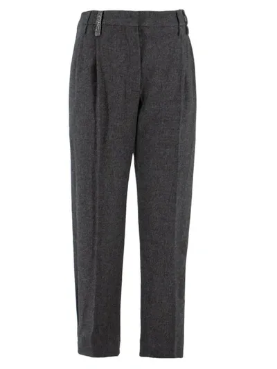 Brunello Cucinelli Grey Slouchy Trousers In Black