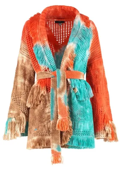 Alanui California Dreaming Tie-dye Cardigan In Orange