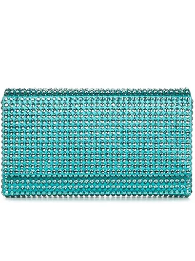 Amina Muaddi Green Clutch Bag In Blue