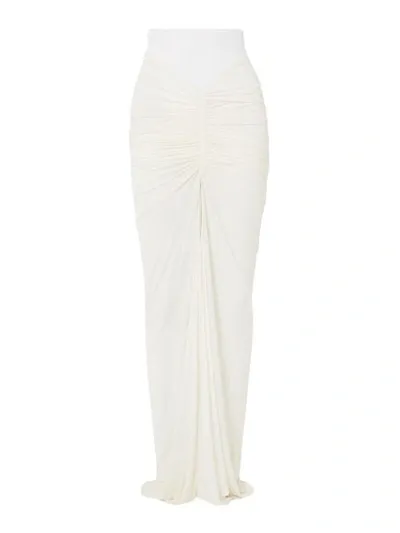 Alaïa Ruched Jersey Maxi Skirt In White