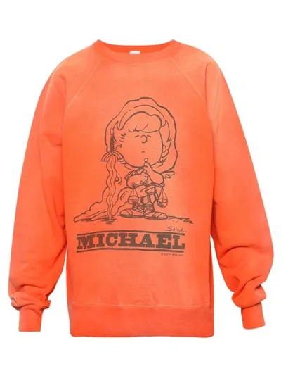 Saint Michael Crewneck Sweatshirt In Orange