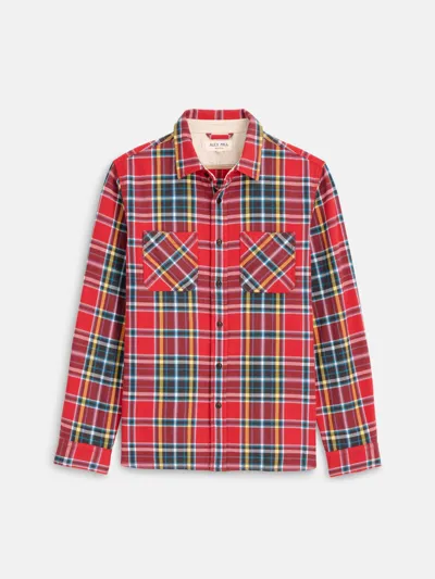 Alex Mill Chore Button Front Flannel Shirt In Bright Red