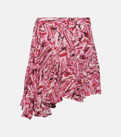 Isabel Marant Teyana Printed Silk Miniskirt In Red