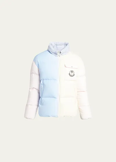 Moncler Genius Moncler X Palm Angels Men's Douady Colorblock Puffer Jacket In Light Blue