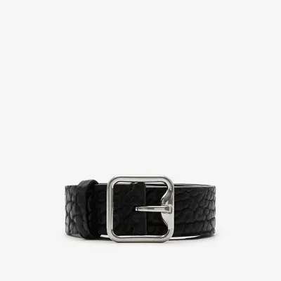 Burberry Leather B Buckle Belt In Black/silver