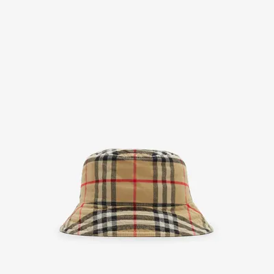 Burberry Check Cotton Bucket Hat In Archive Beige