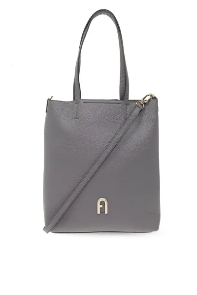 Furla Primula Logo Plaque Medium Tote Bag In Grey