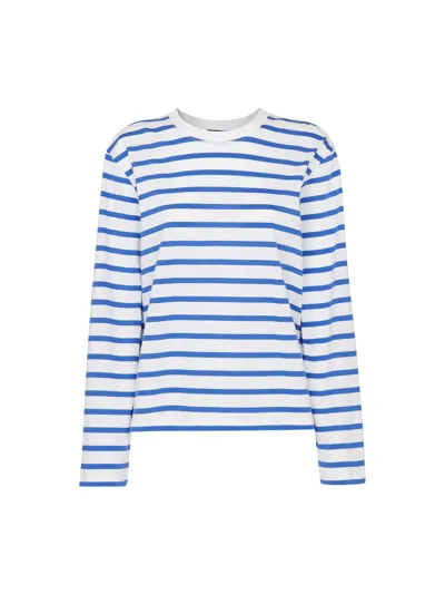 Whistles Womens Multi-coloured Relaxed Fit Striped Cotton-jersey Top In Blue/multi