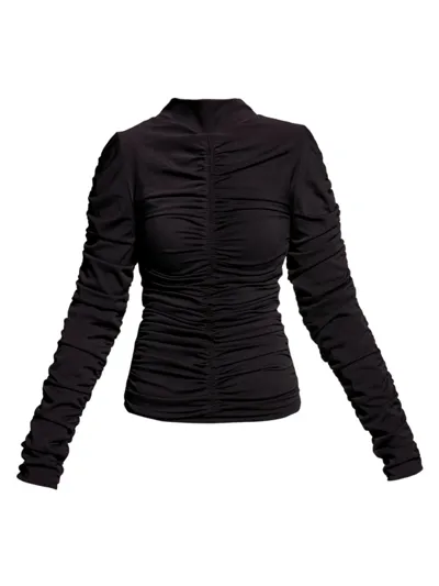 As By Df Harley Shirred Mock-neck Top In Black