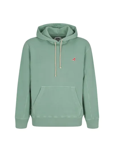 Autry Logo-patch Cotton Hoodie In Green